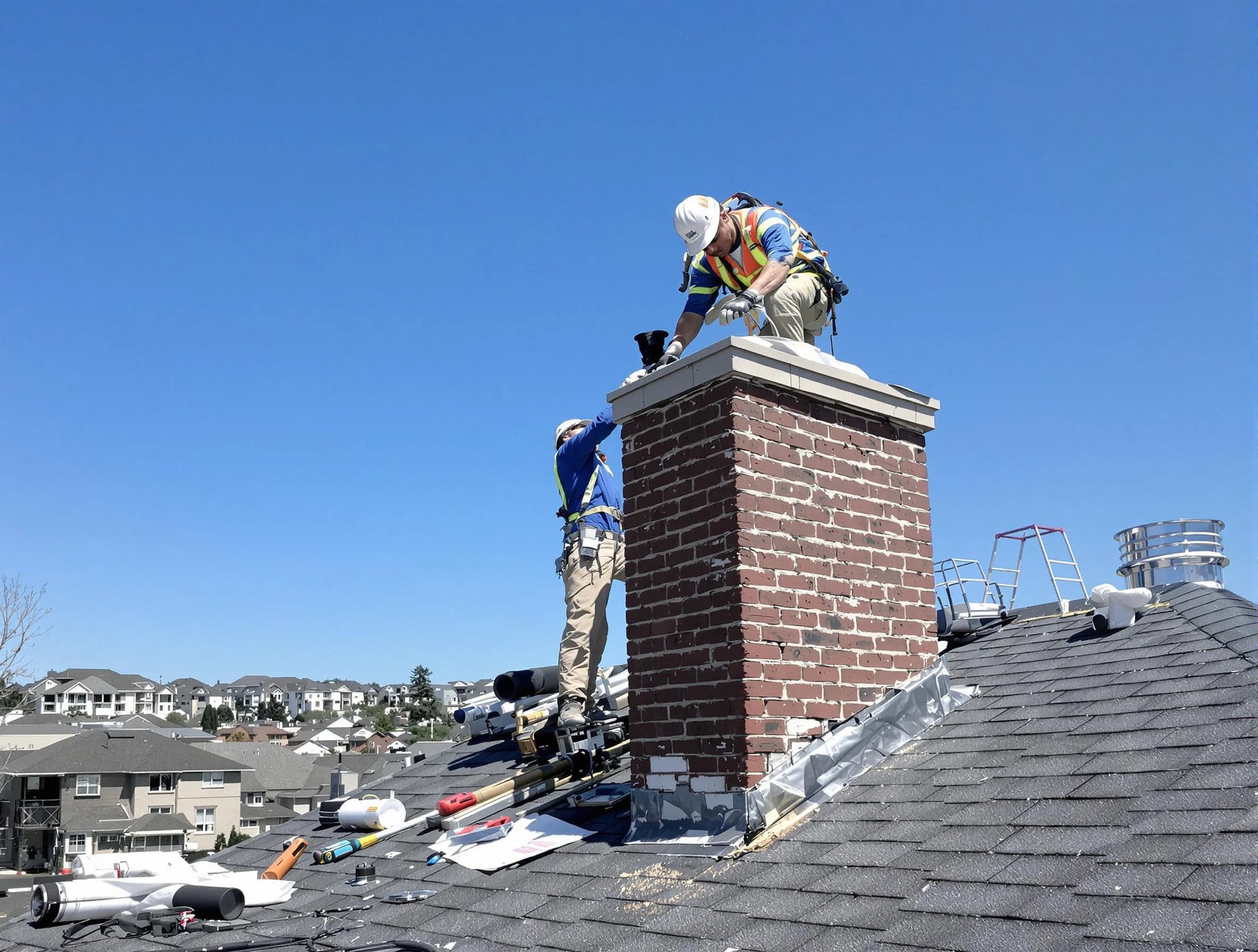 Oakmont Chimney Sweep repairing a chimney crown in Oakmont, PA