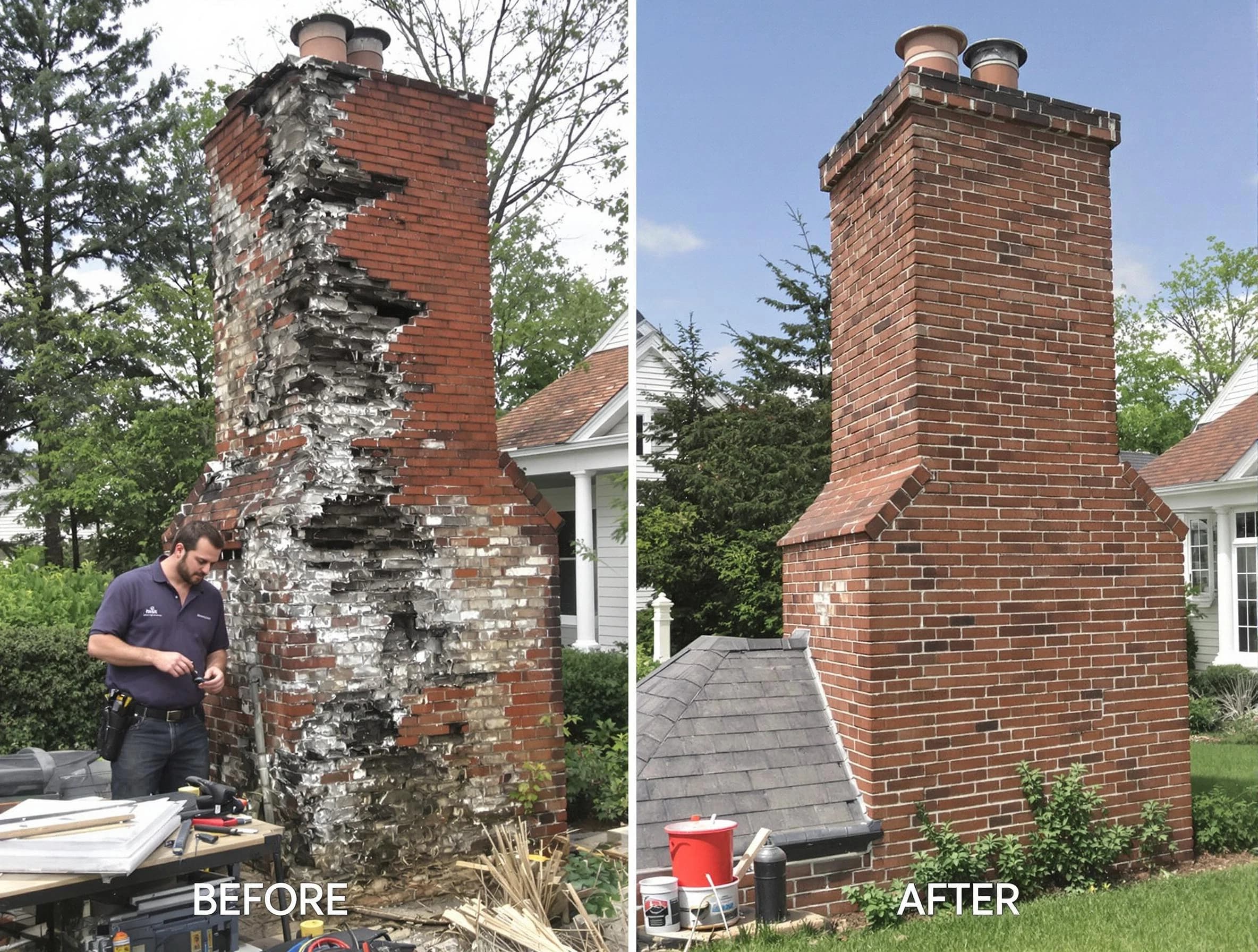 Oakmont Chimney Sweep performing a full chimney restoration in Oakmont, PA