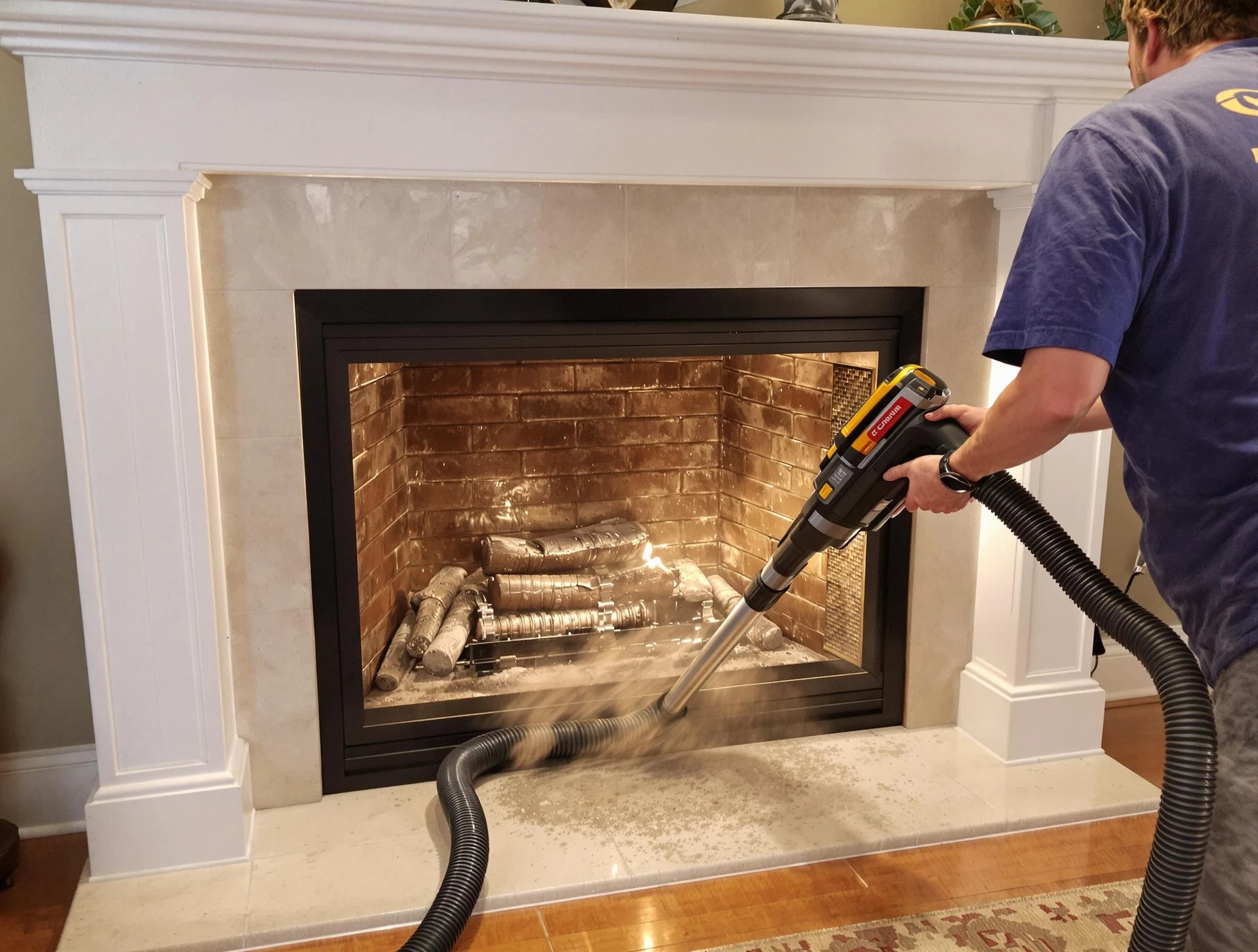 Fireplace cleaning performed by Oakmont Chimney Sweep in Oakmont, PA