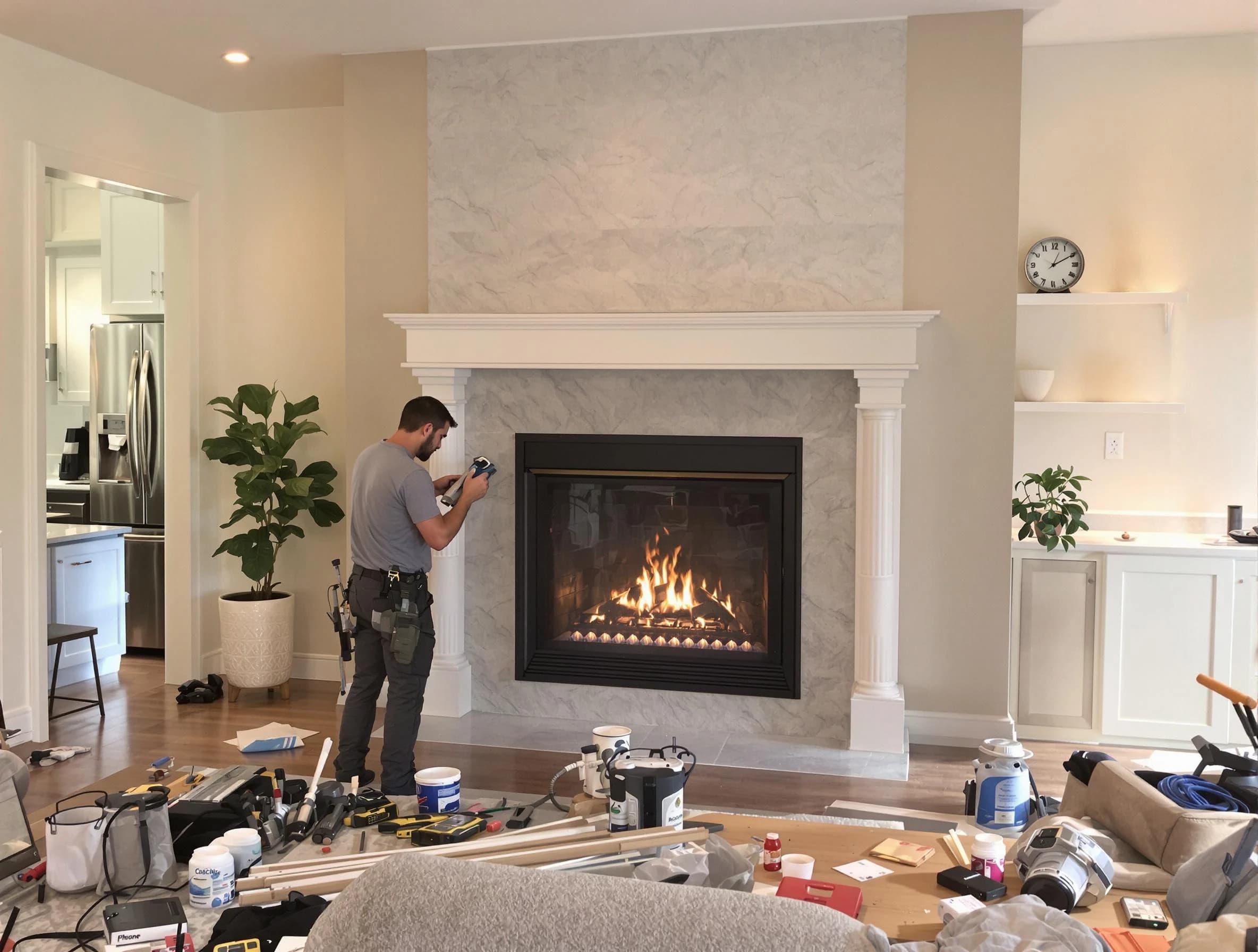 Newly installed fireplace by Oakmont Chimney Sweep in Oakmont, PA
