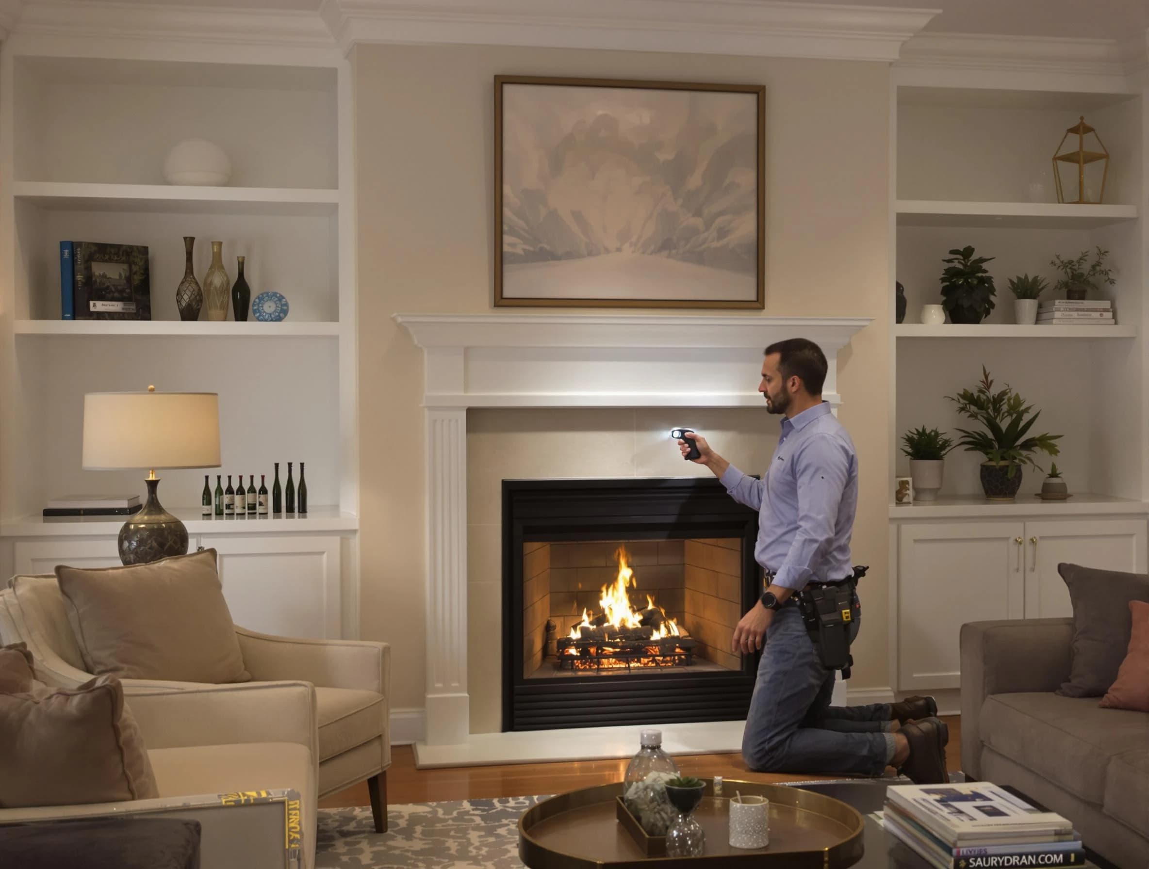 Oakmont Chimney Sweep conducting a fireplace safety inspection in Oakmont, PA