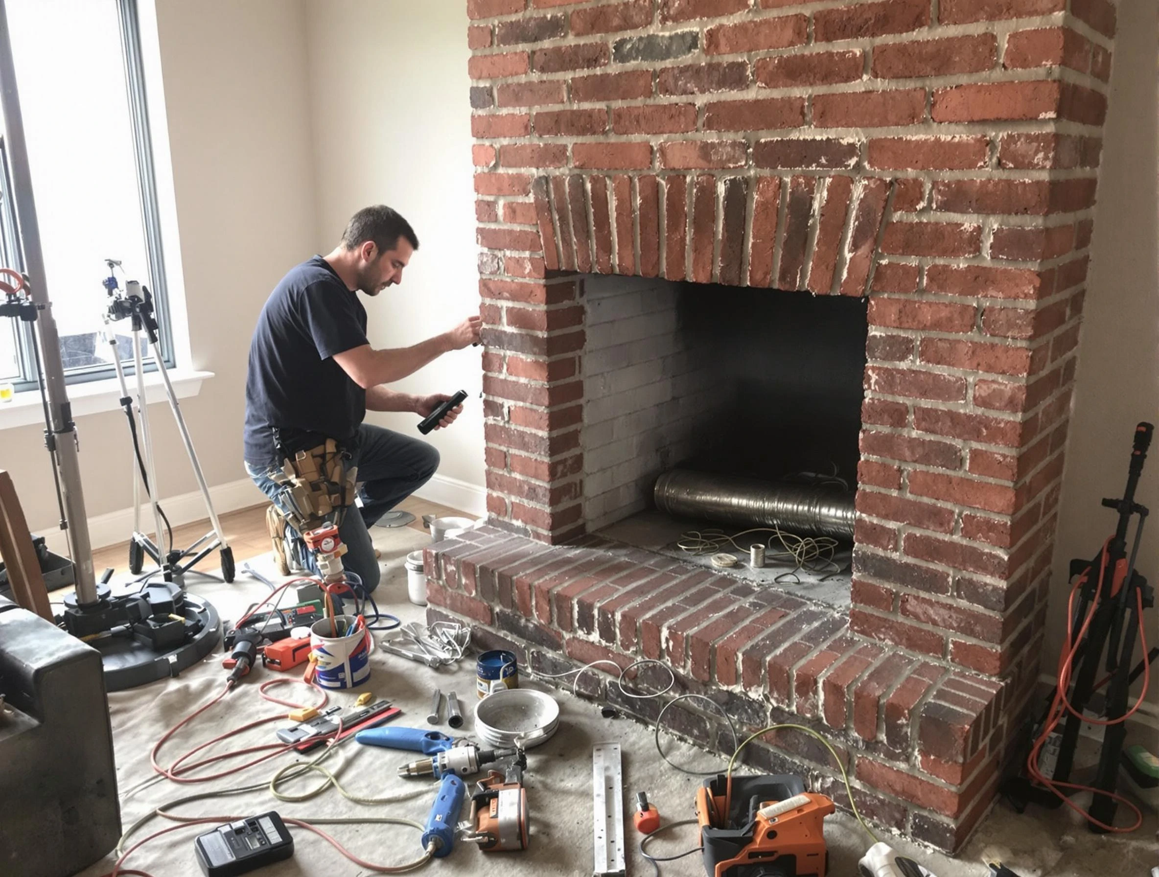 Oakmont Chimney Sweep specialist finalizing chimney liner service in Oakmont, PA